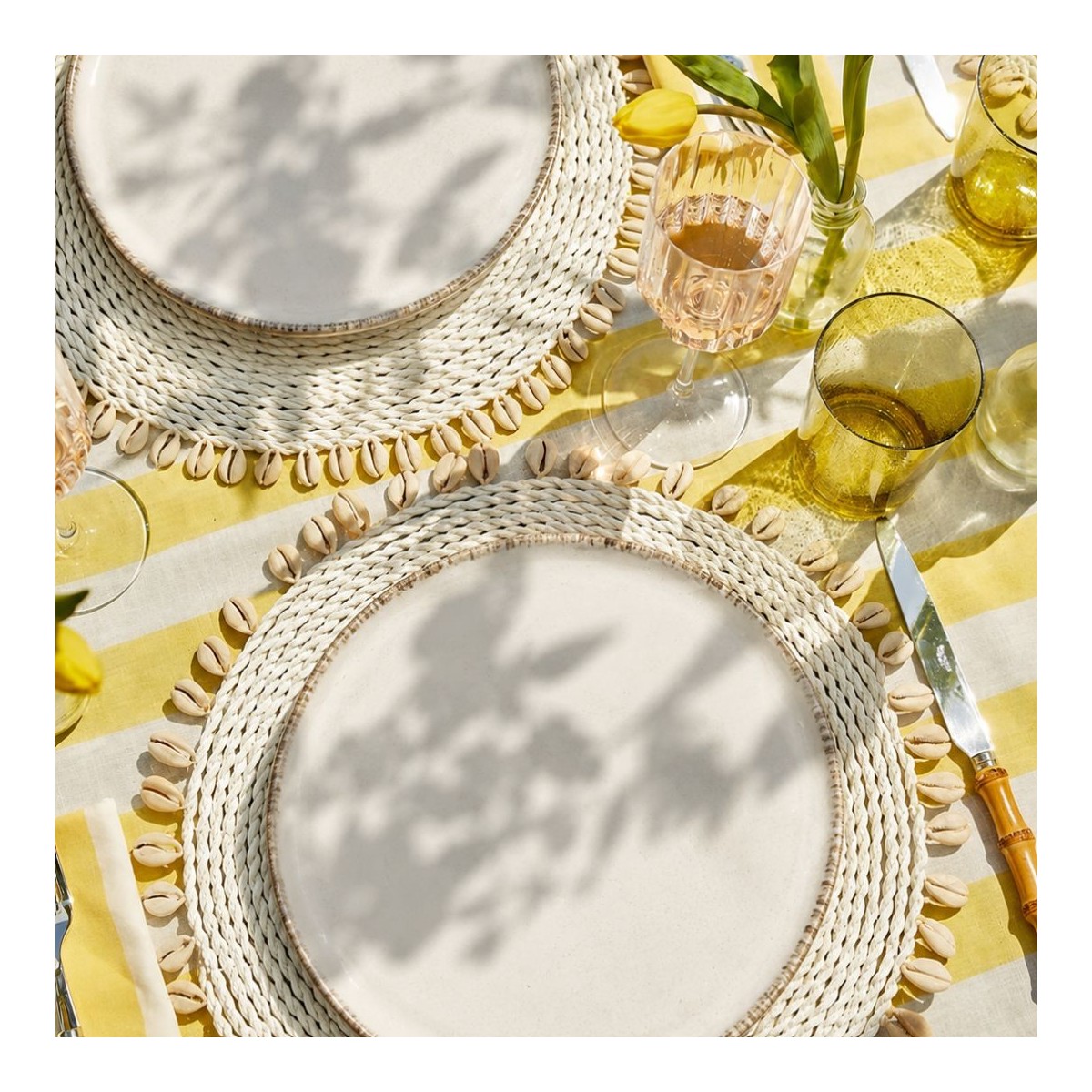 Lot de 6 grandes assiettes, COTON
