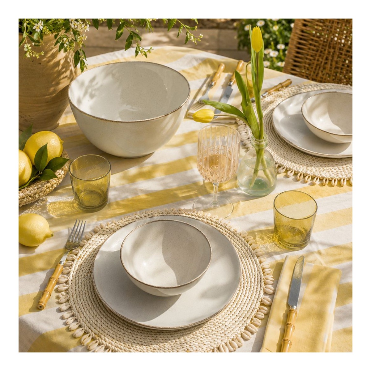 Lot de 6 grandes assiettes, COTON