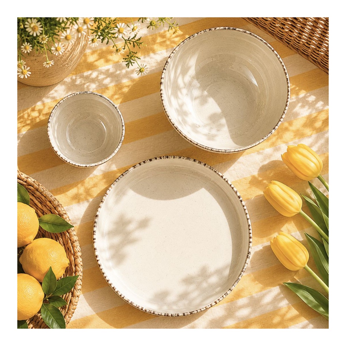 Lot de 6 assiettes creuses, COTON