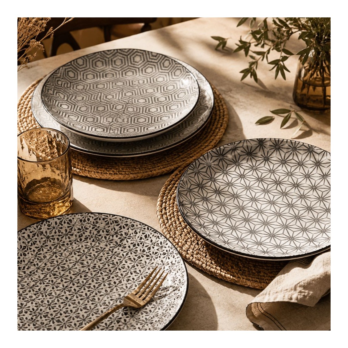 Lot de 6 assiettes à dessert, design 2, KOMAE