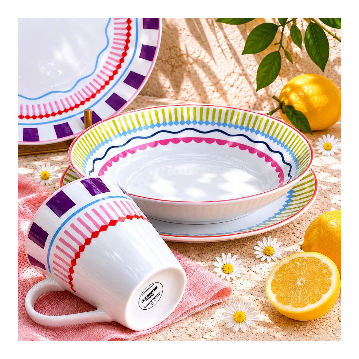 Lot de 6 assiettes creuses, RELAX SUNSET
