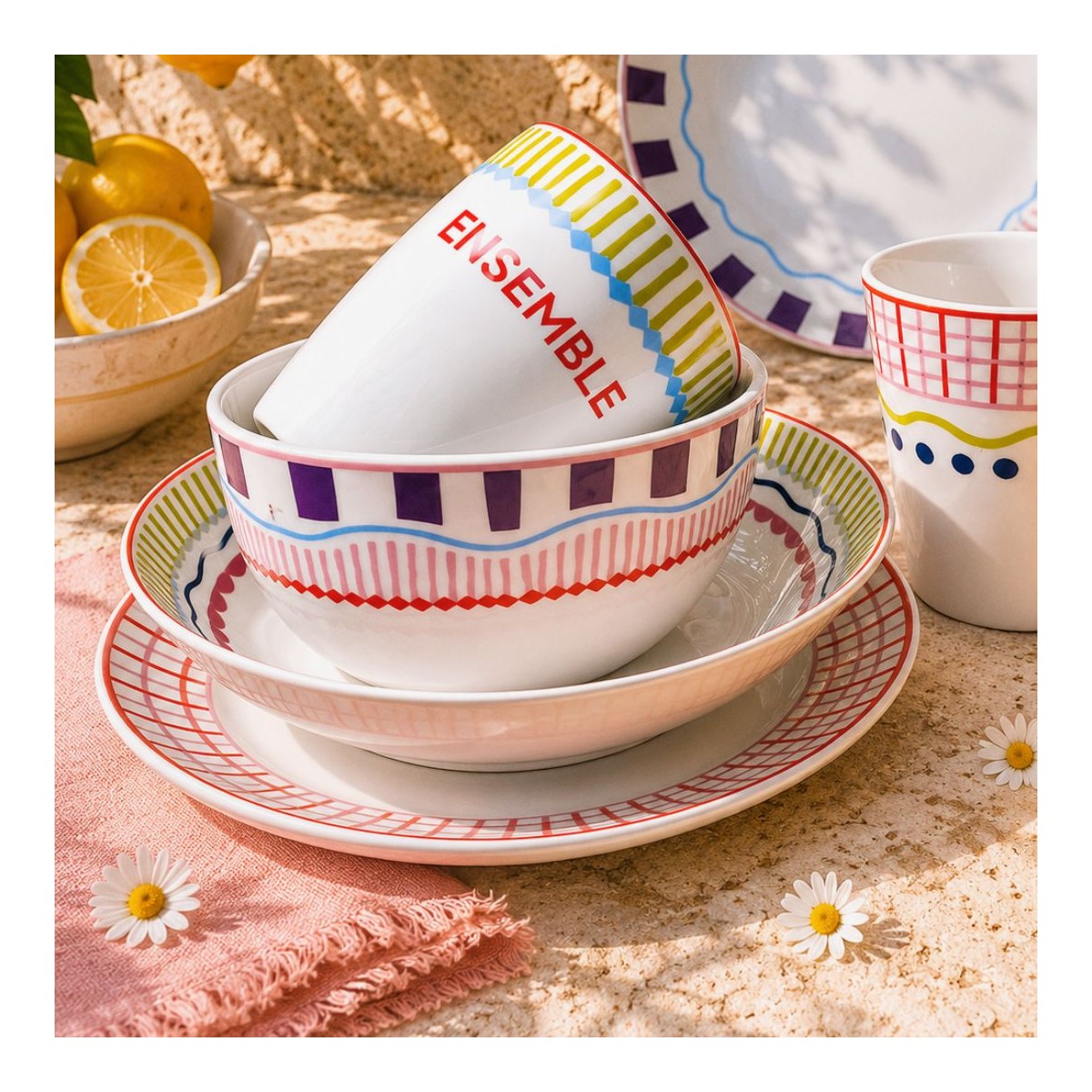Lot de 6 assiettes creuses, RELAX SUNSET