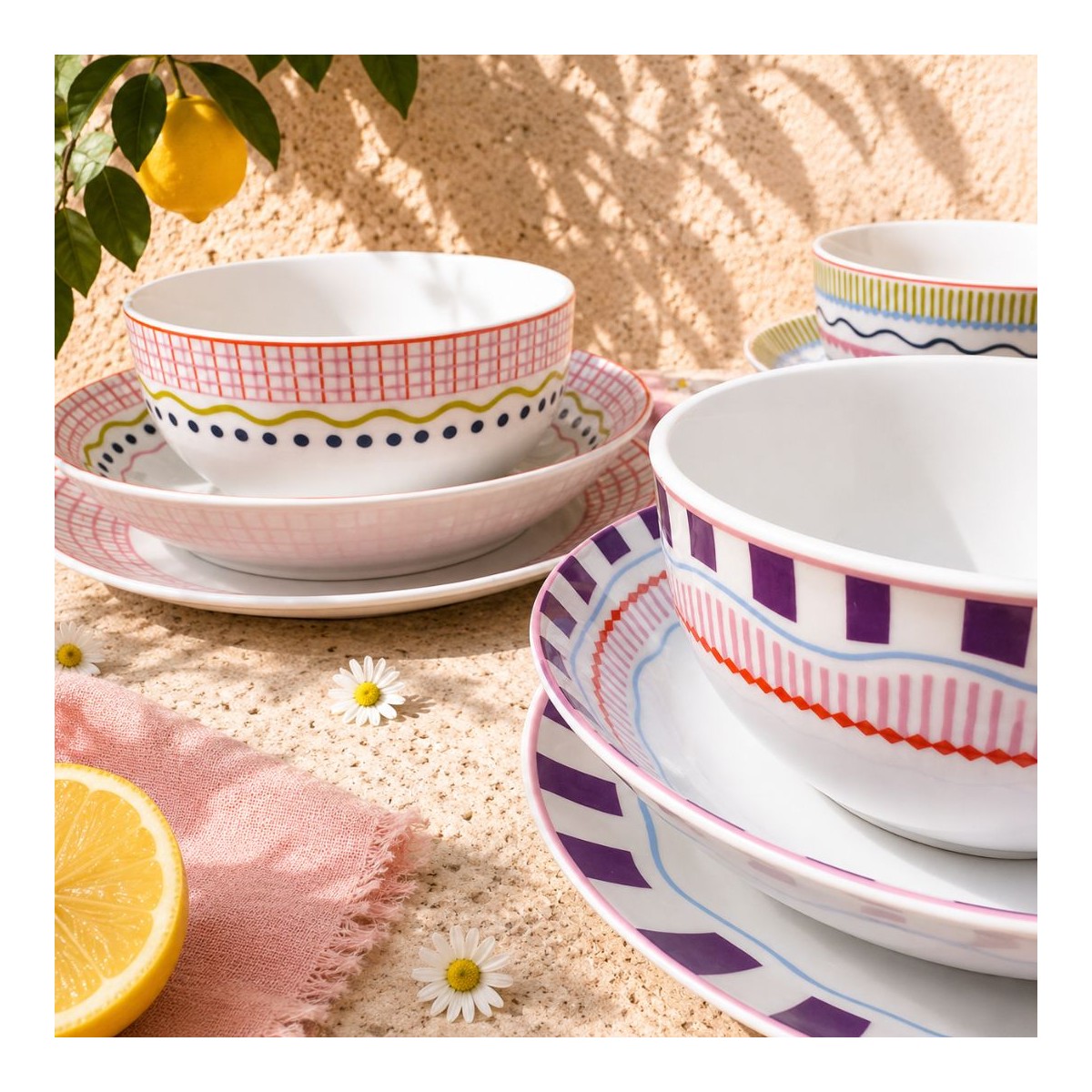 Lot de 6 assiettes creuses, RELAX SUNSET