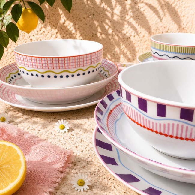 Lot de 6 assiettes creuses, RELAX SUNSET