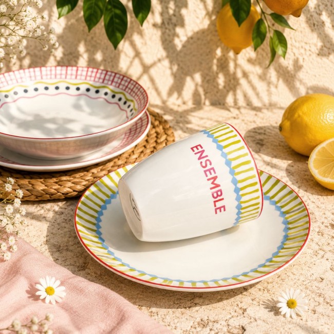 Lot de 6 grandes assiettes, RELAX SUNSET