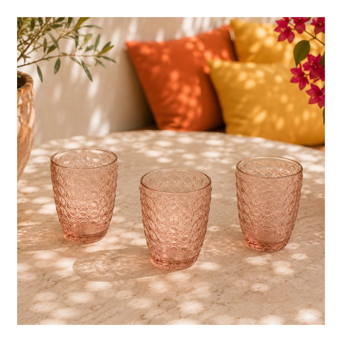 Lot de 6 verres rose, HANAE