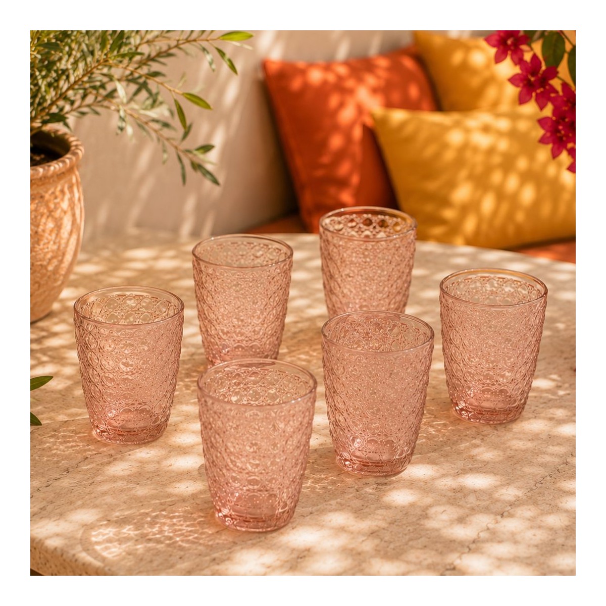 Lot de 6 verres rose, HANAE