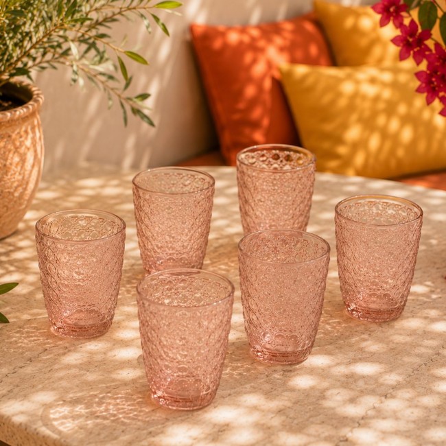 Lot de 6 verres rose, HANAE