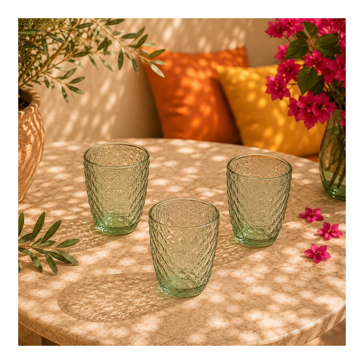 Lot de 6 verres vert, HANAE