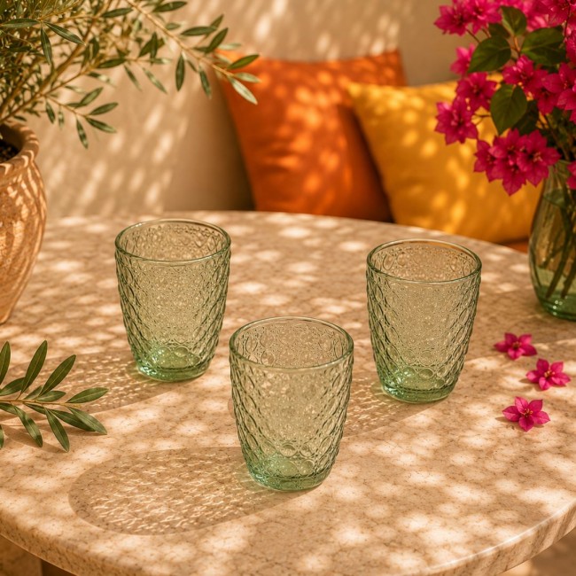 Lot de 6 verres vert, HANAE