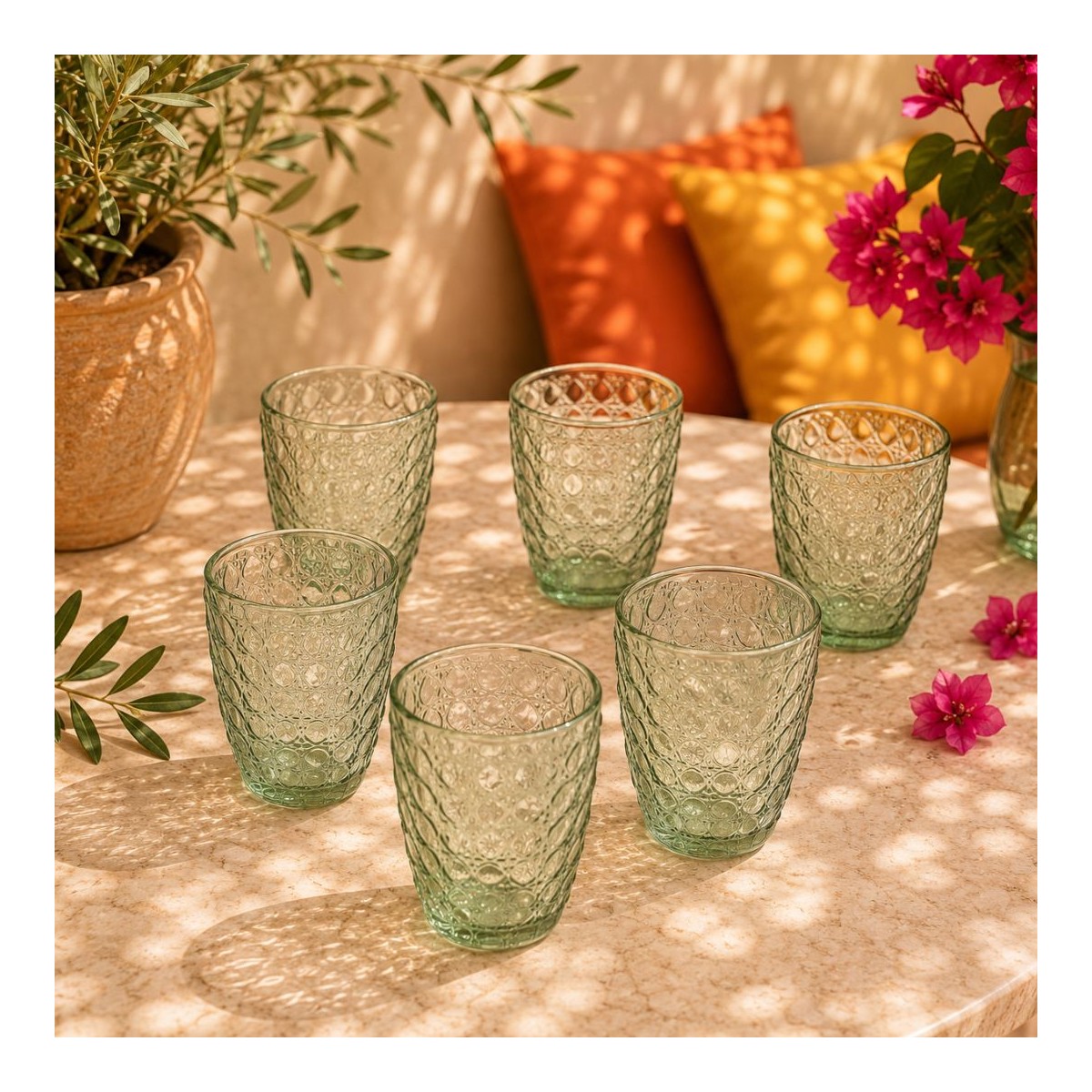 Lot de 6 verres vert, HANAE