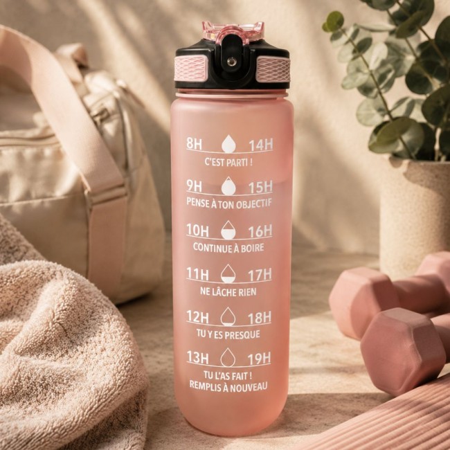 Gourde de motivation hydratation rose