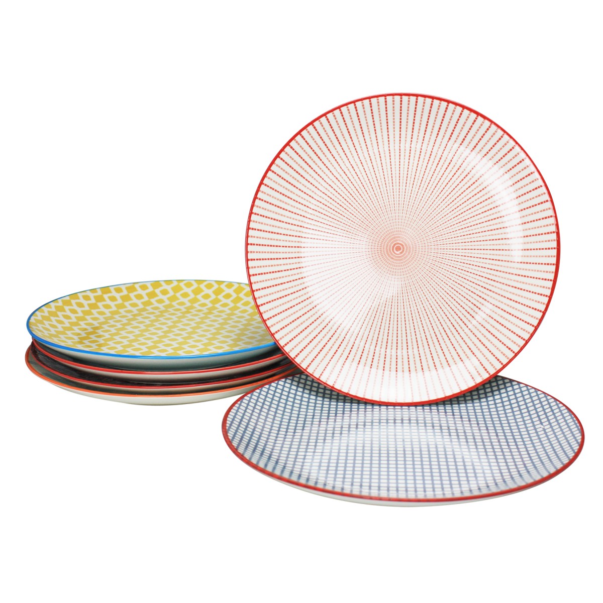 Lot de 6 grandes assiettes design 1, SABAE