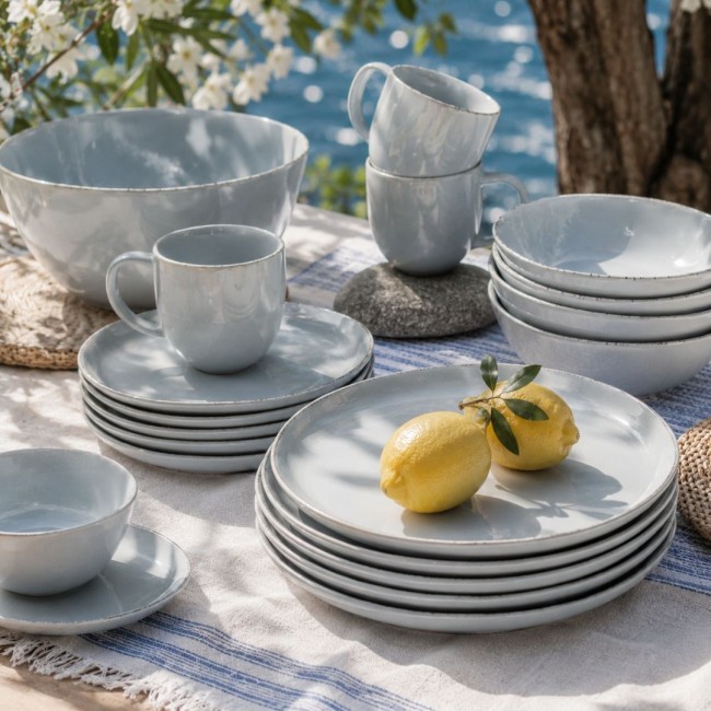 Service d'assiettes et bols 18 pièces, GALET