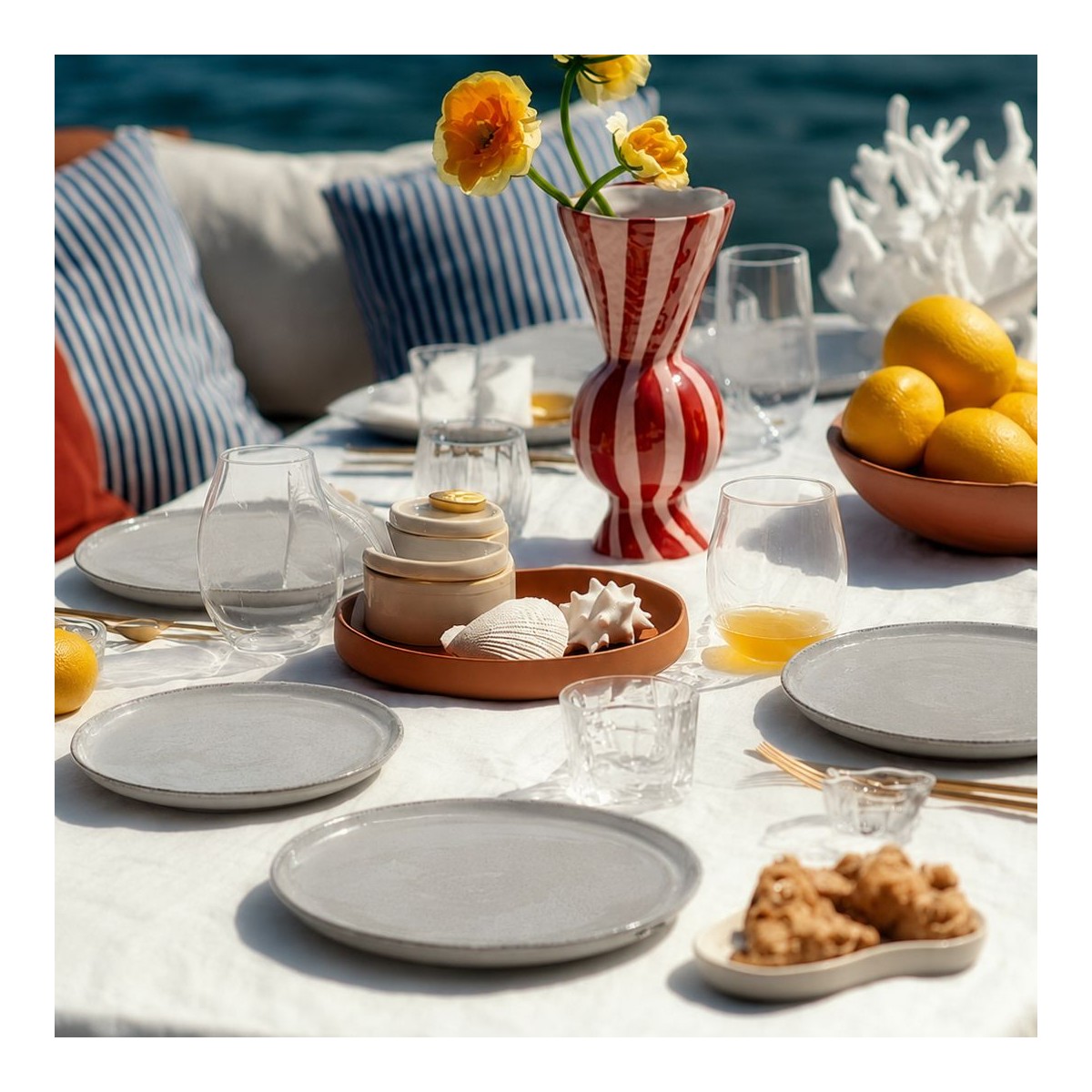 Lot de 6 grandes assiettes, GALET