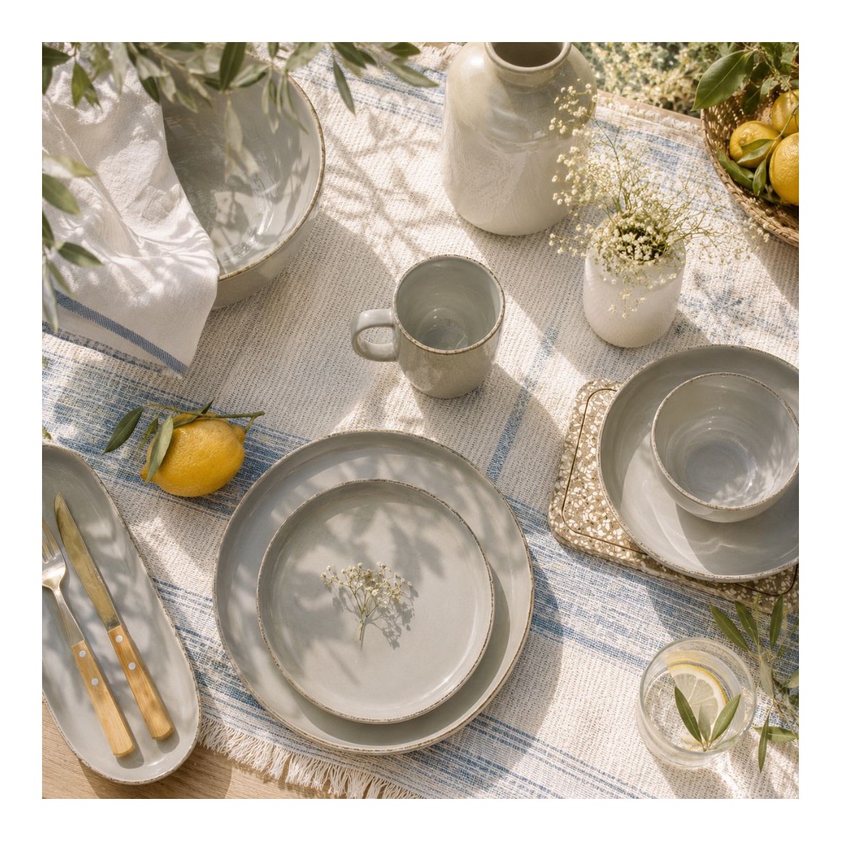 Lot de 6 grandes assiettes, GALET