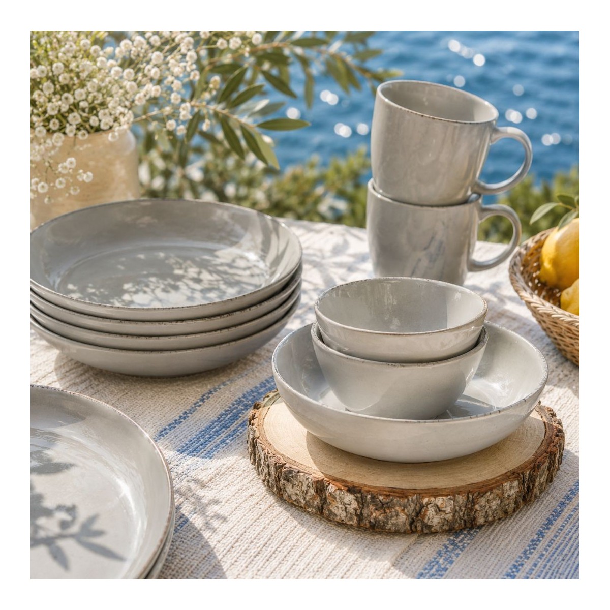 Lot de 6 assiettes creuses, GALET