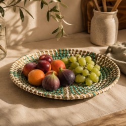 Assiette décorative en jonc Ø20 cm, Mandala
