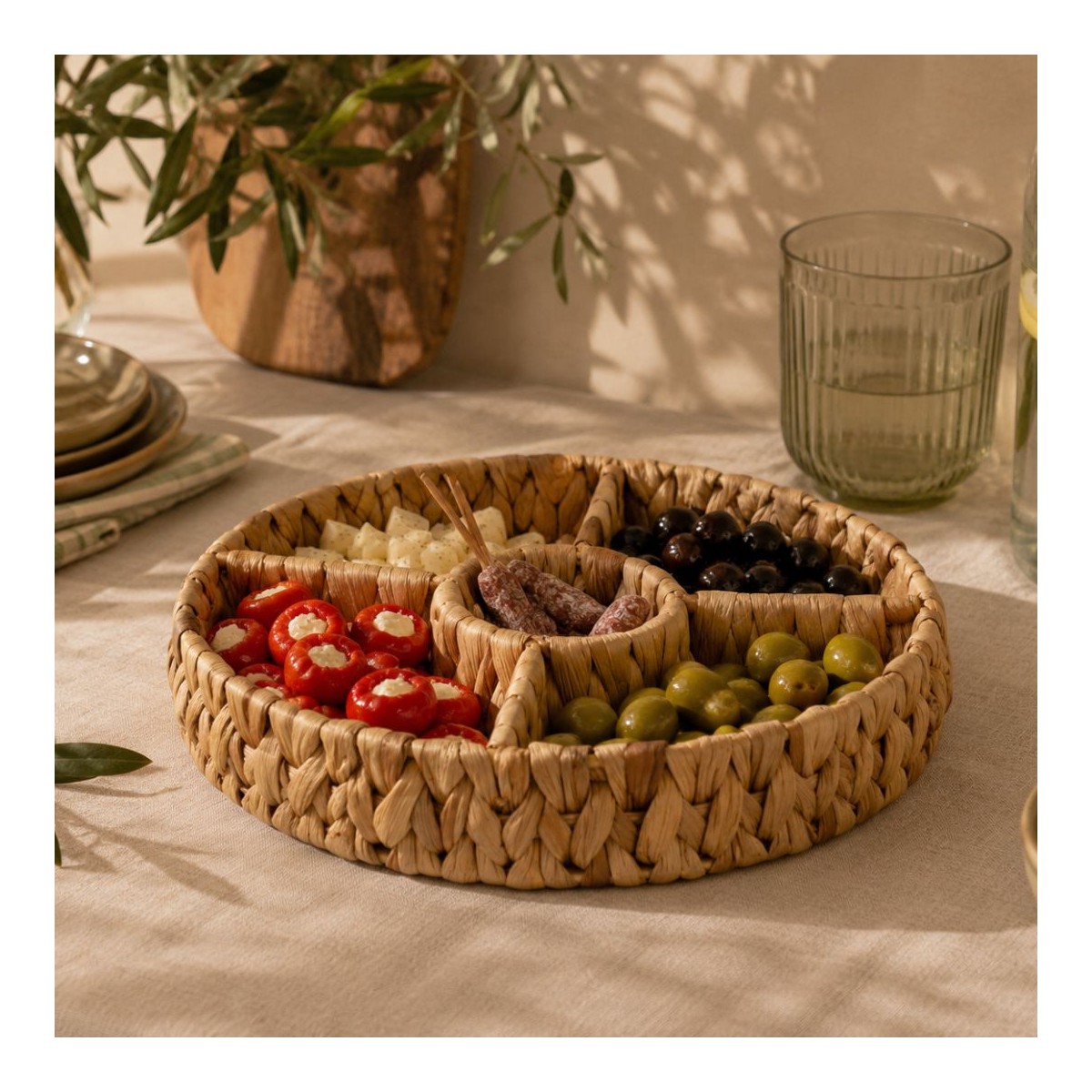 Service apéritif tressé avec compartiments, MANDALA
