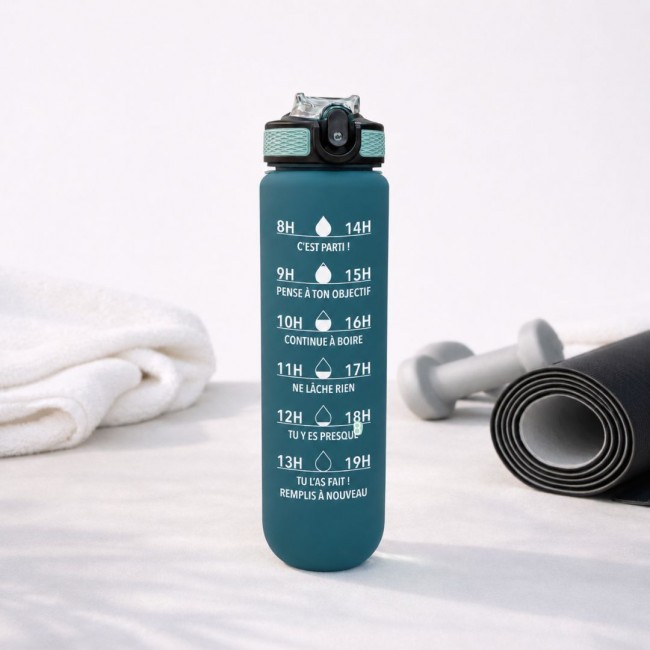 Gourde de motivation hydratation bleu