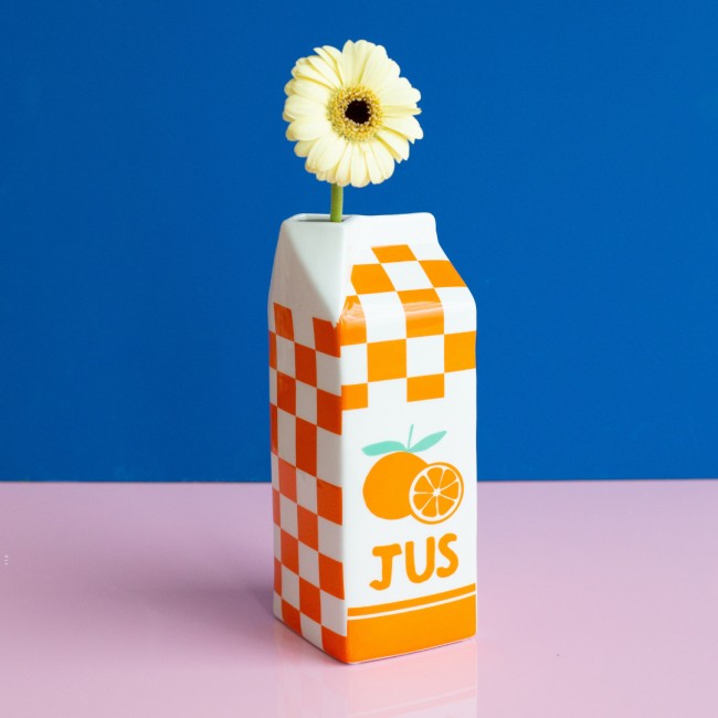 Vase brique de jus d'orange, Studio Rosalie