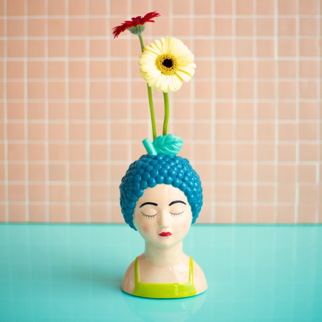 Vase buste féminin bleu, Studio Rosalie