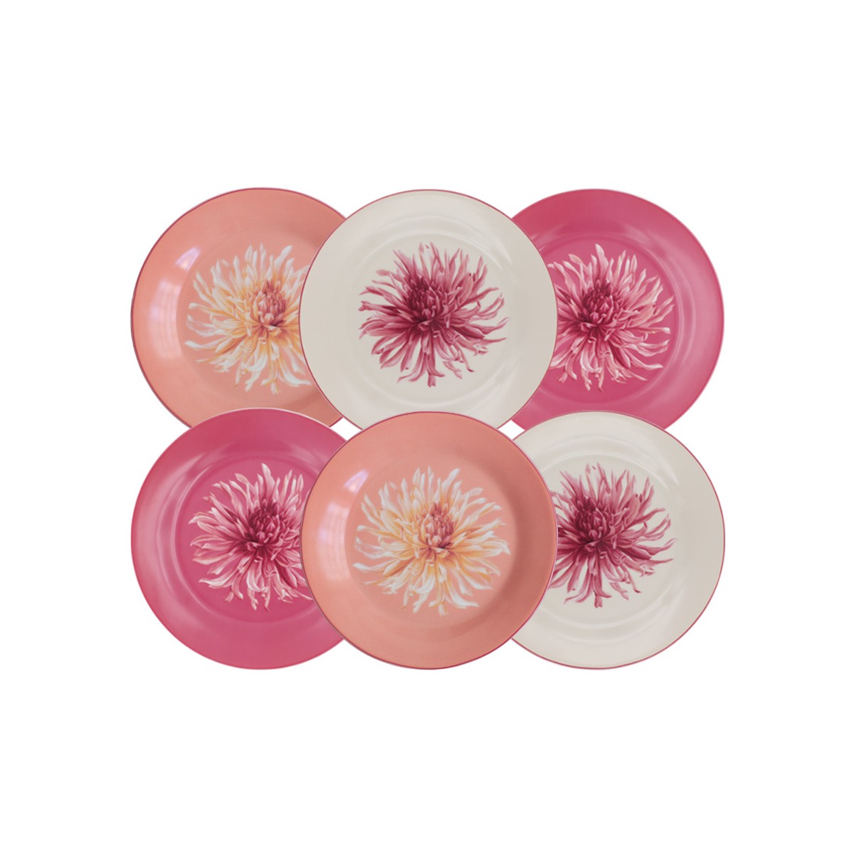 Lot de 6 petites assiettes, FLORA
