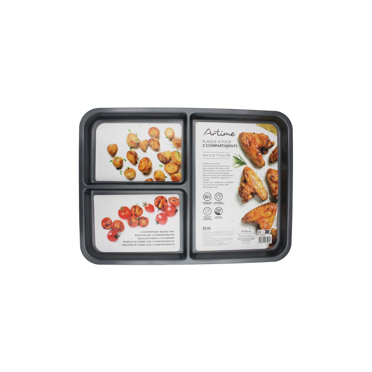 Plat à four Antiadhésif 3 compartiments, COMPARTIFOUR