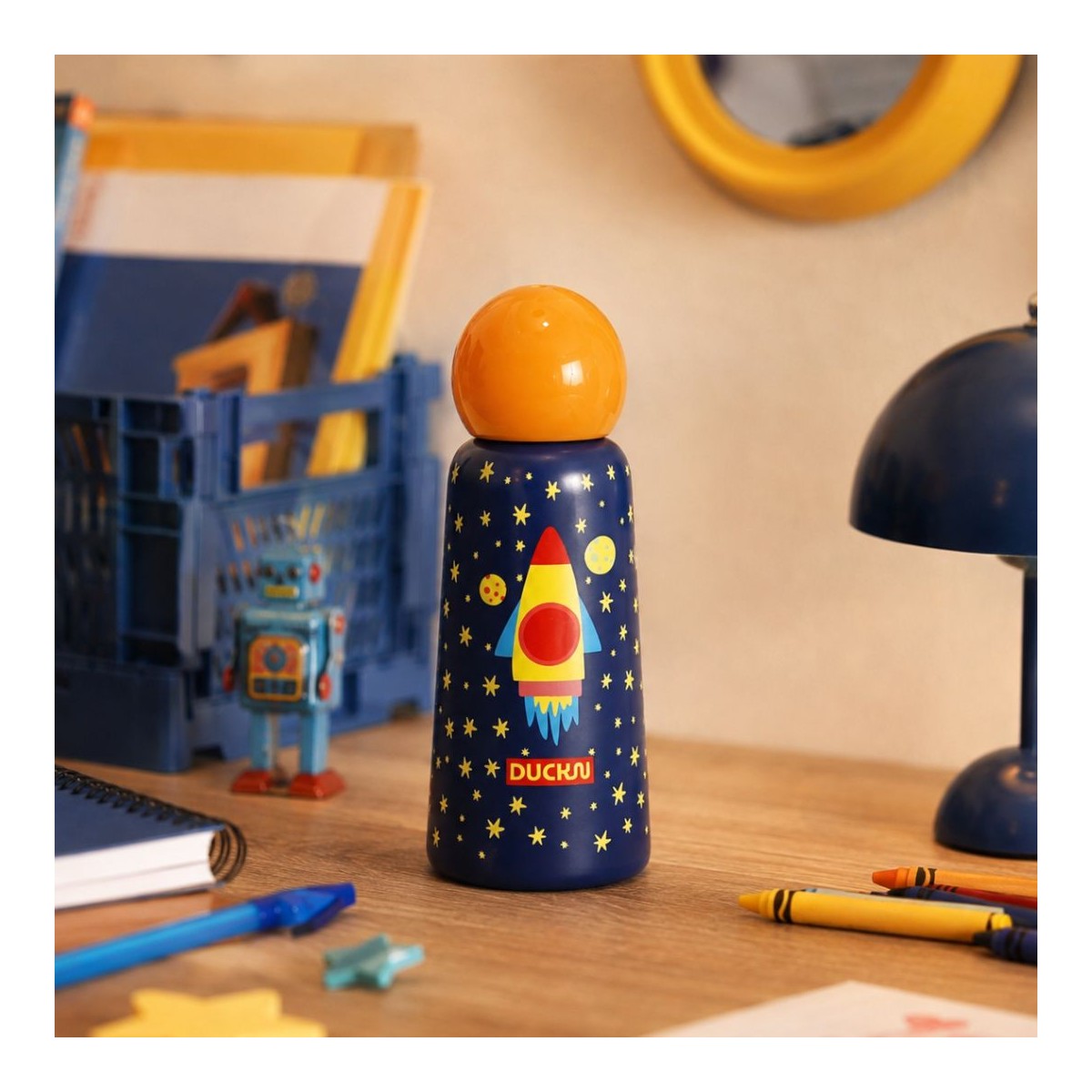 Gourde isotherme fluorescente fusée, Duck'n