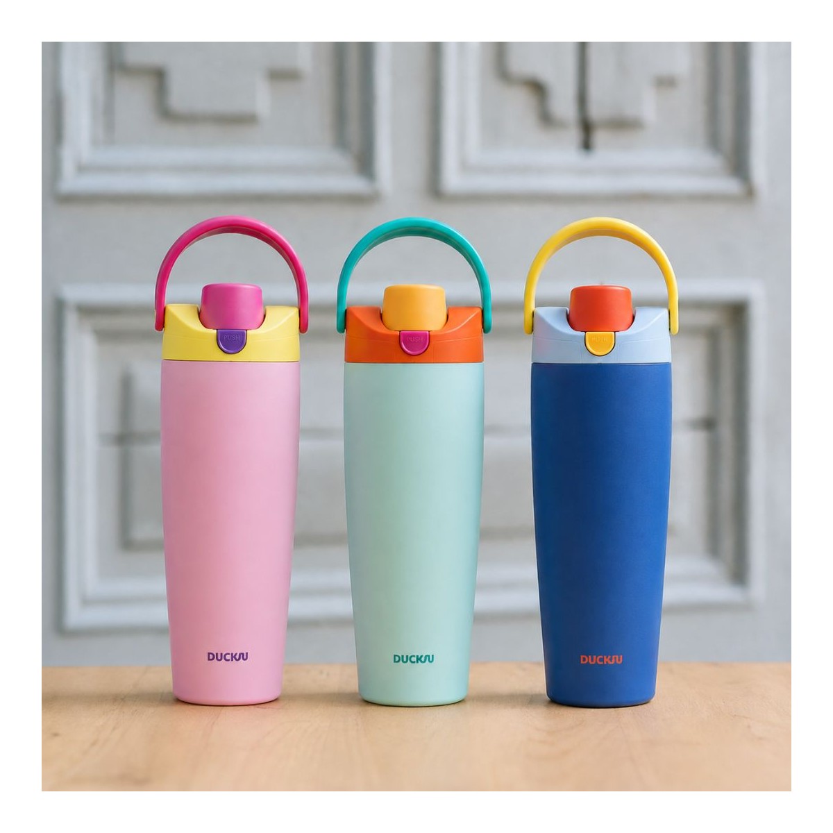 Gourde isotherme turquoise avec poignée, Duck'n