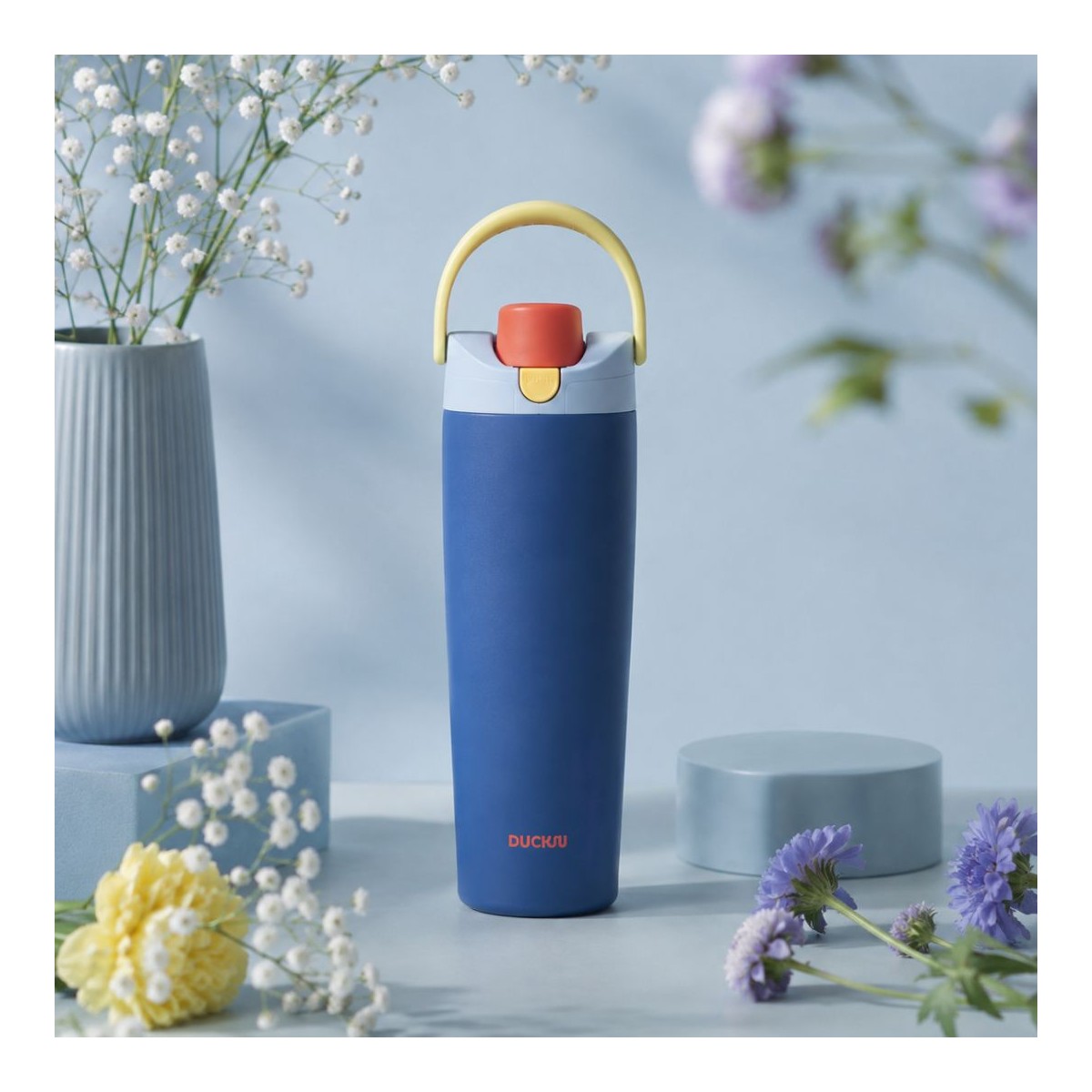 Gourde isotherme bleue avec poignée, Duck'n