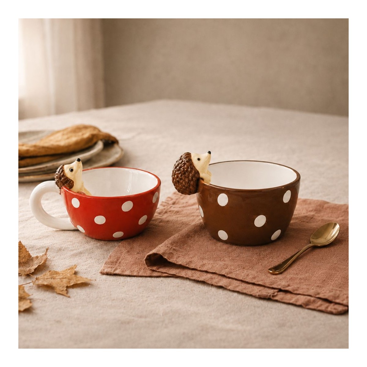 Tasse à pois avec hérisson, LES AMIS DES BOIS