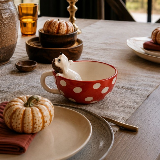 Tasse à pois avec hérisson, LES AMIS DES BOIS