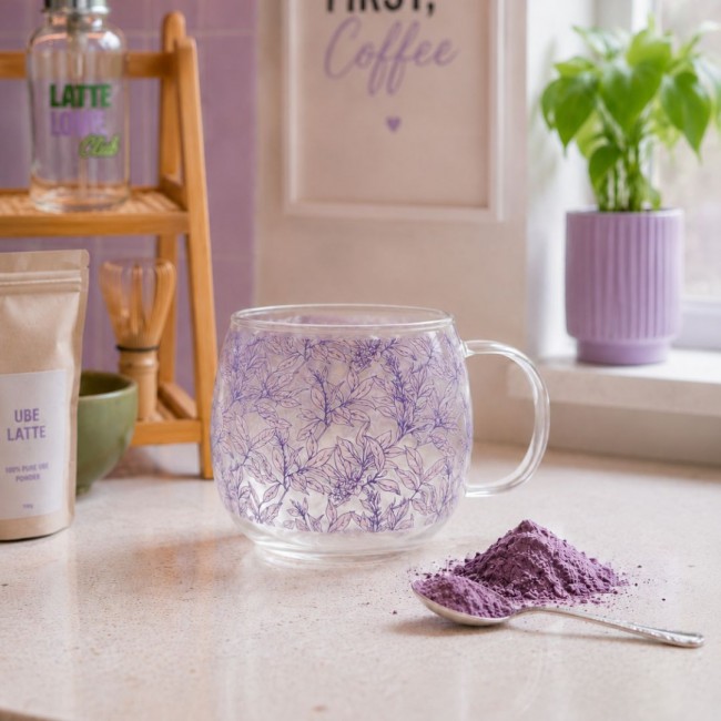 Mug avec couvercle en verre, LATTE LOVERS