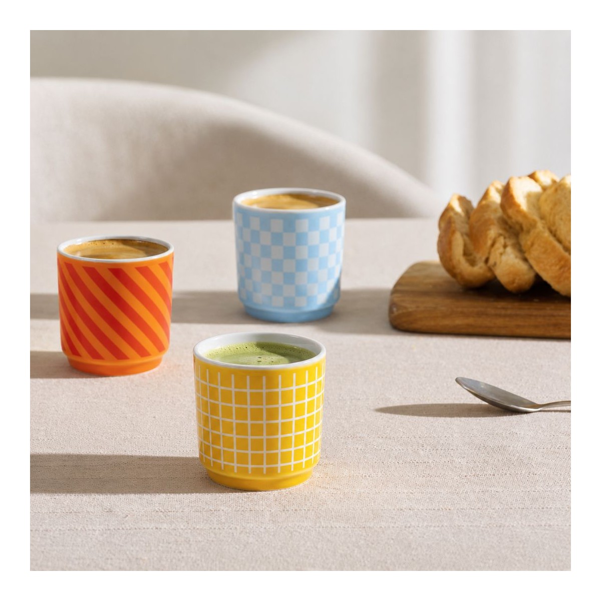 Lot de 3 tasses expresso, BEAU BRUNCH