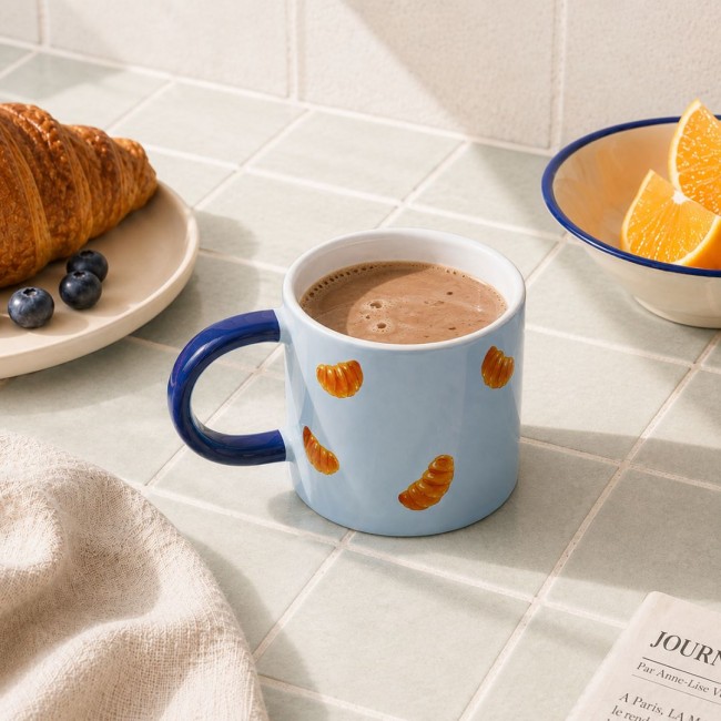 Mug croissant bleu, BEAU BRUNCH