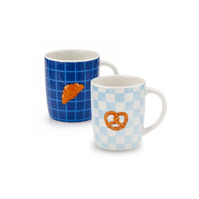 Lot de 2 mugs bleu, BEAU BRUNCH