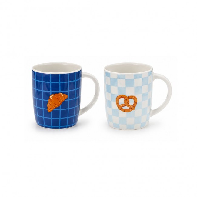 Lot de 2 mugs bleu, BEAU BRUNCH