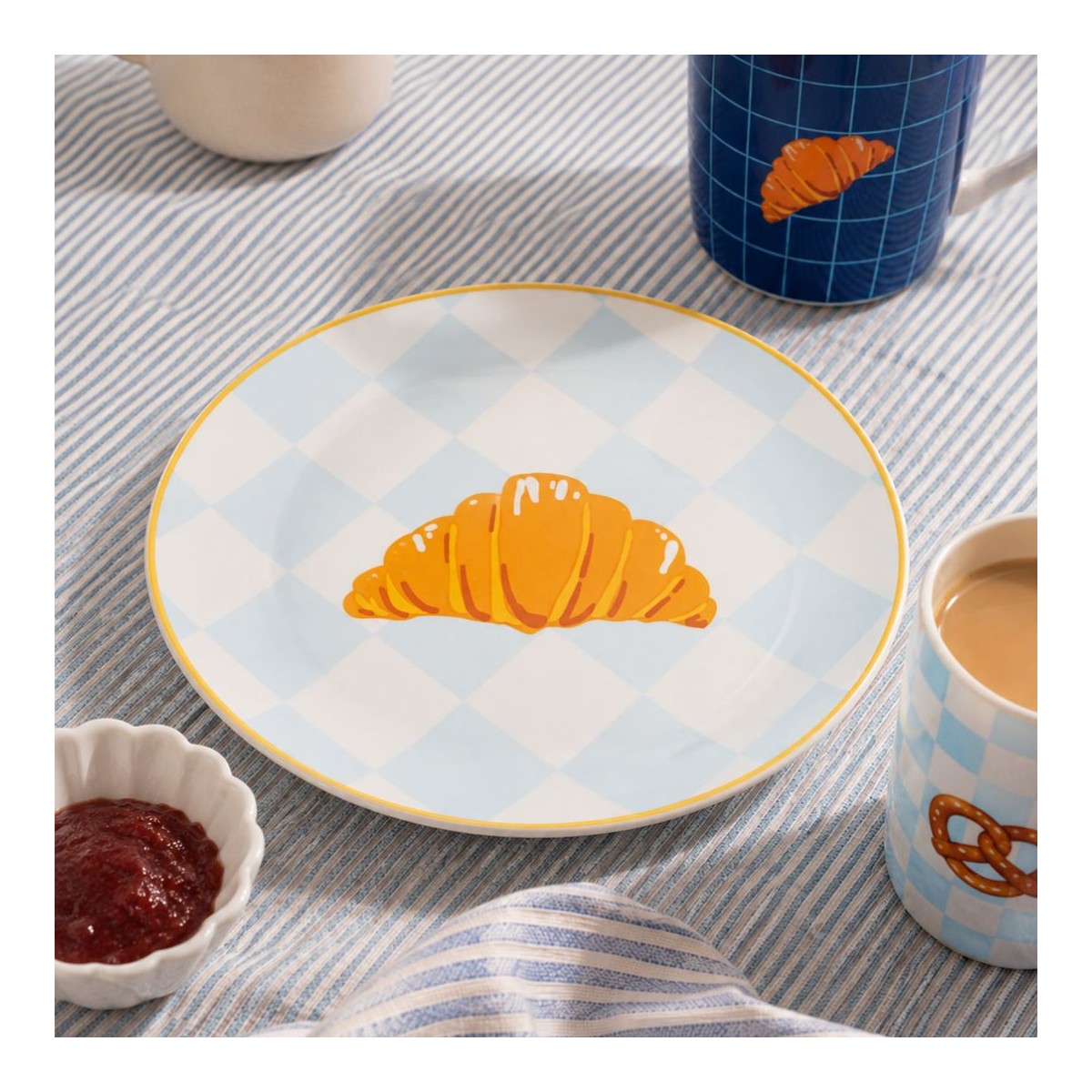 Lot de 2 petites assiettes croissant & beurre, BEAU BRUNCH