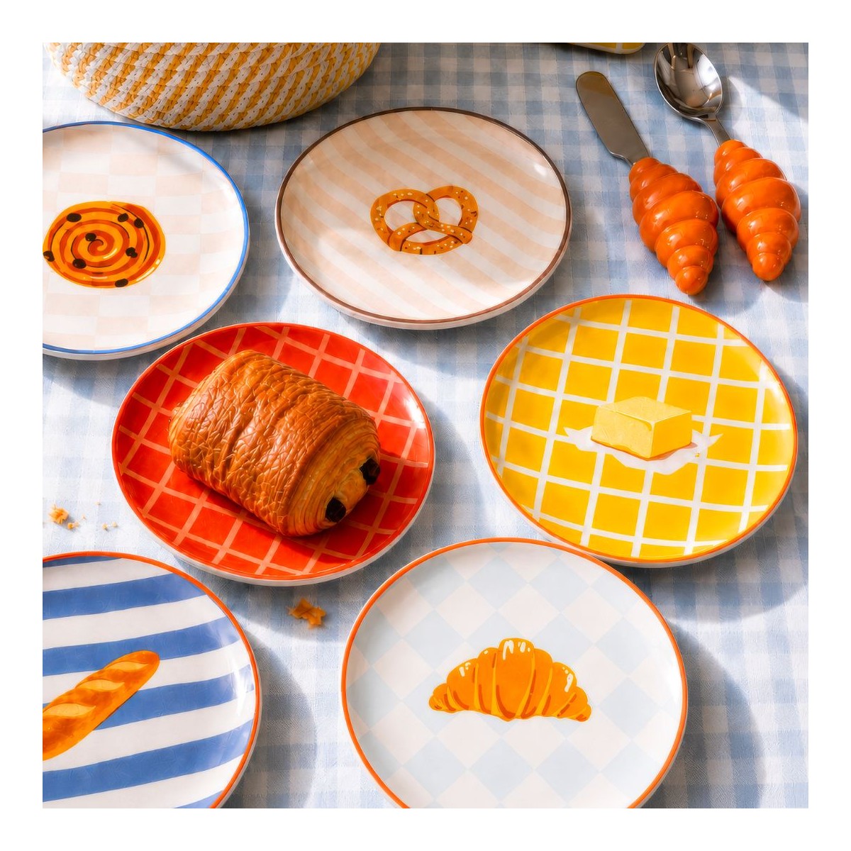 Lot de 2 petites assiettes croissant & beurre, BEAU BRUNCH