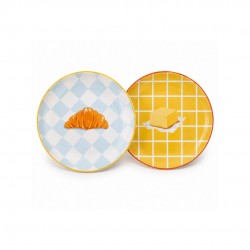 Lot de 2 petites assiettes croissant & beurre, BEAU BRUNCH