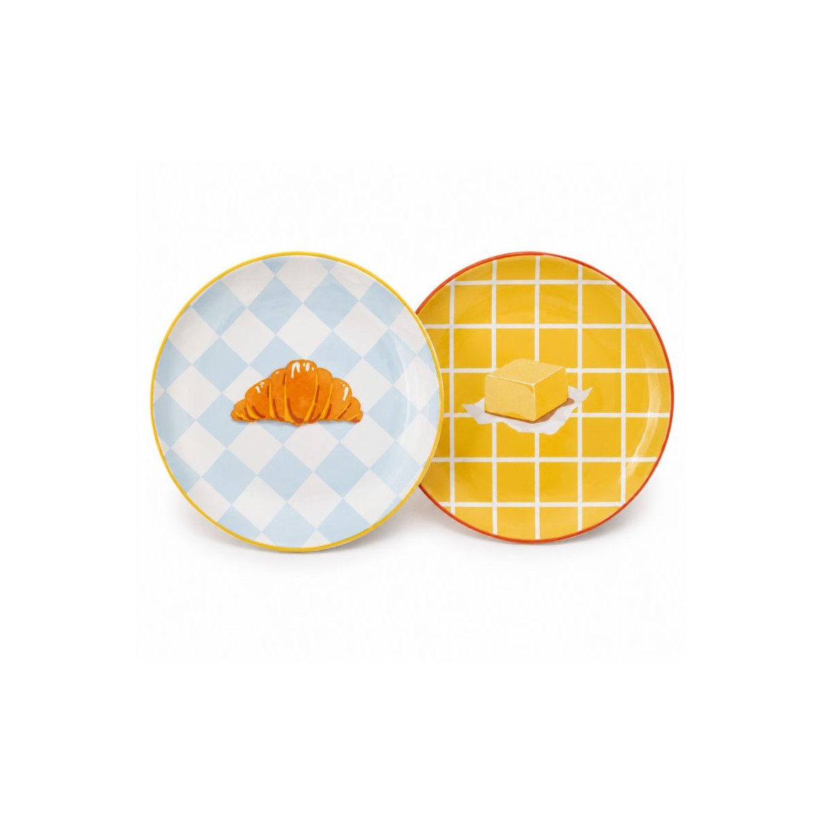 Lot de 2 petites assiettes croissant & beurre, BEAU BRUNCH