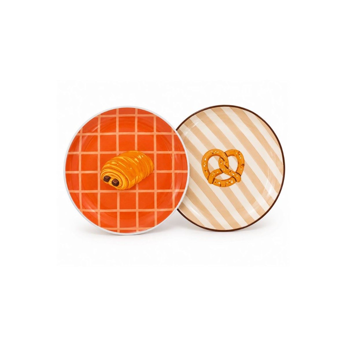 Lot de 2 petites assiettes bretzel & pain au chocolat , BEAU BRUNCH