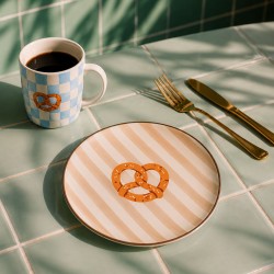 Lot de 2 petites assiettes bretzel & pain au chocolat , BEAU BRUNCH