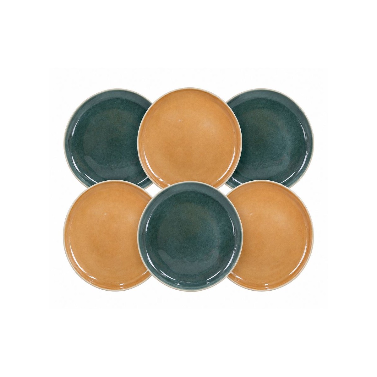 Lot de 6 grandes assiettes, CORALIA