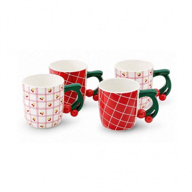 Lot de 4 mugs, Fruits en Folie