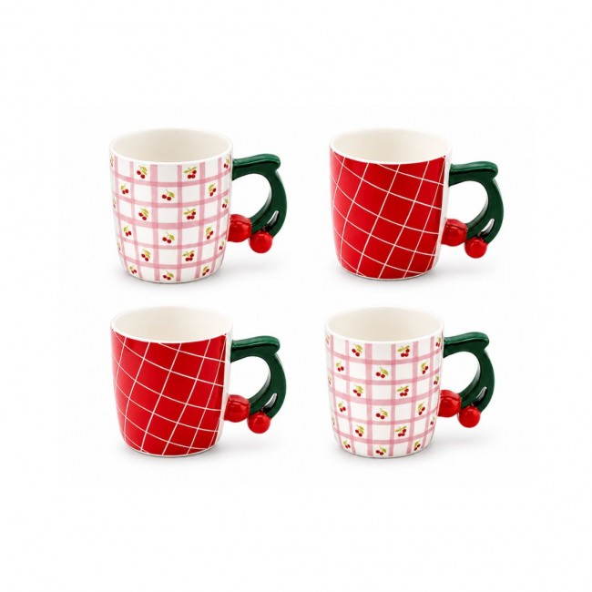 Lot de 4 mugs, Fruits en Folie