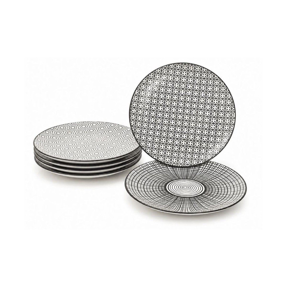 Lot de 6 grandes assiettes, KOMAE