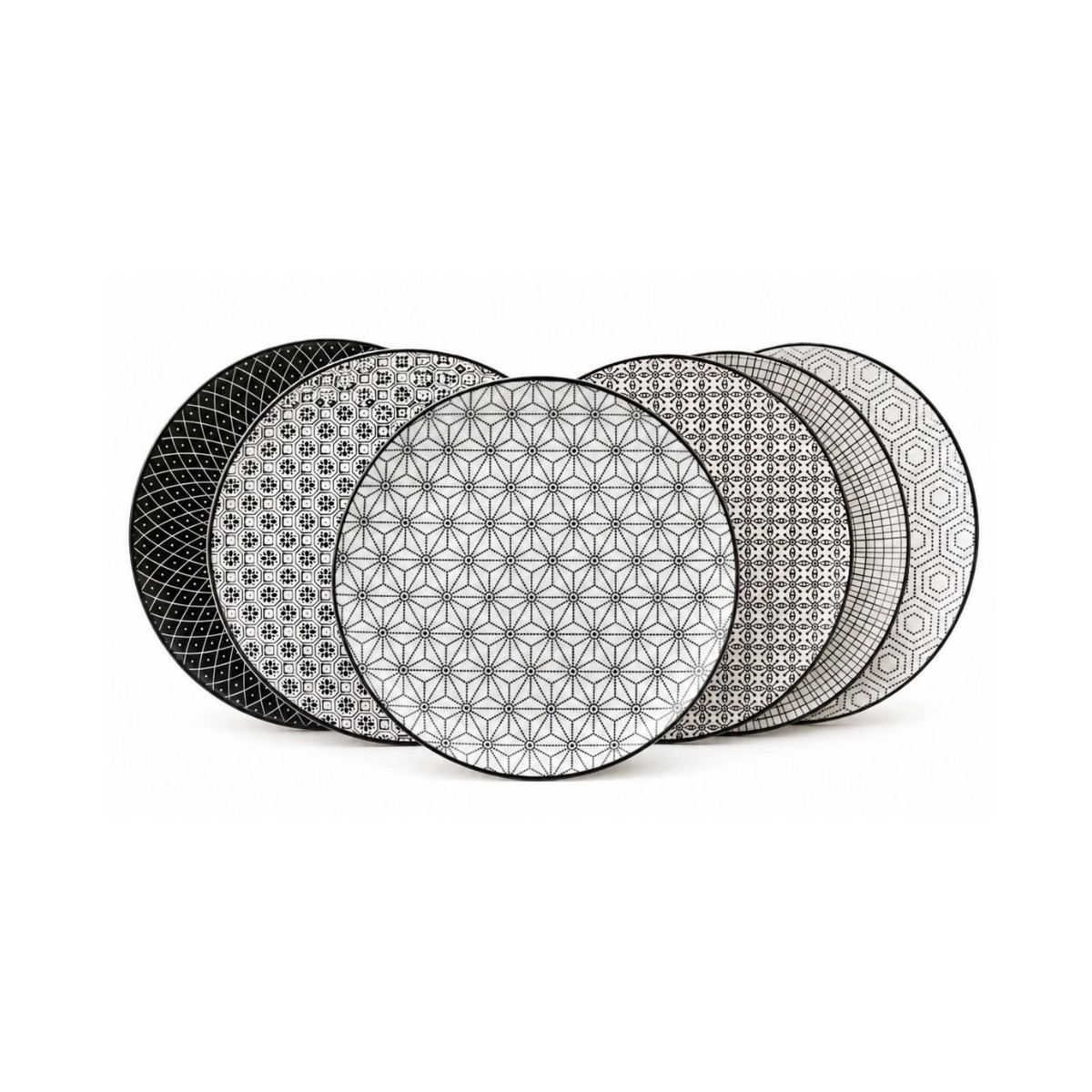 Lot de 6 grandes assiettes, KOMAE