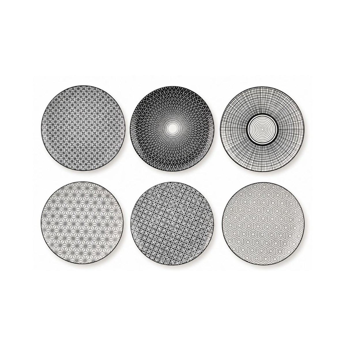 Lot de 6 grandes assiettes, KOMAE